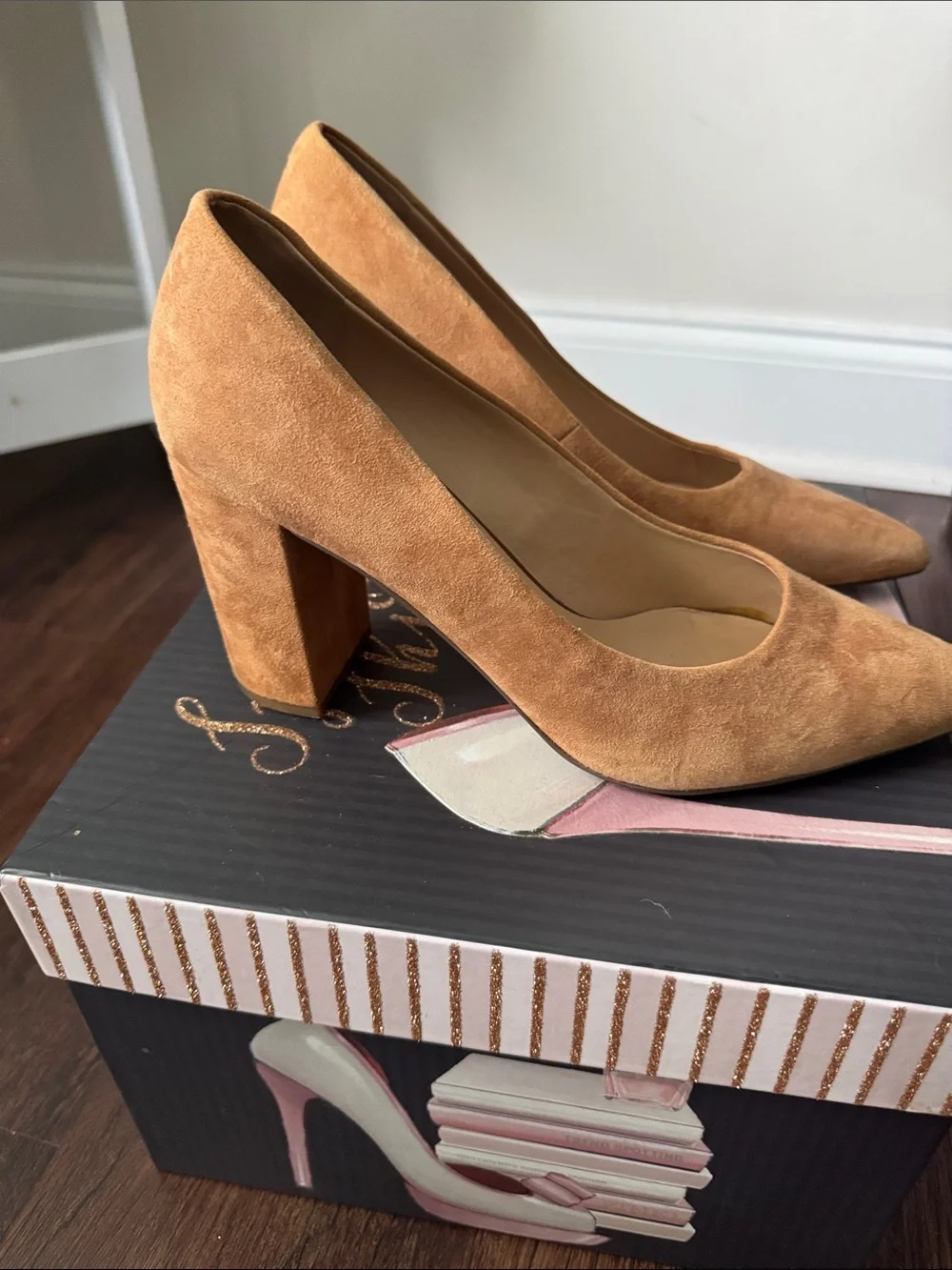 Franco Sarto Tan Suede Pointed-Toe Pumps